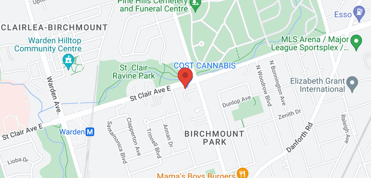 map of 3439 ST CLAIR AVE E